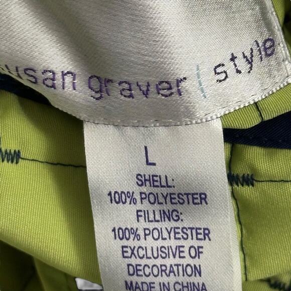 Susan Graver Style Reversible Green & Navy Full Zip Quilted Jacket Lightweight L - Picture 16 of 16